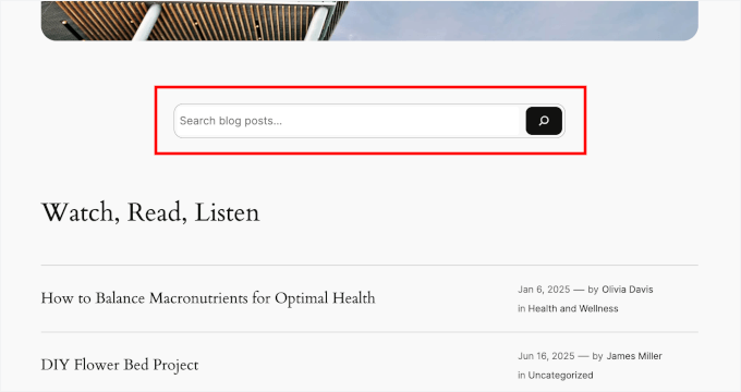 Previewing the archive search