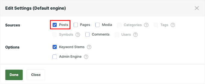 Choosing the Posts attribute