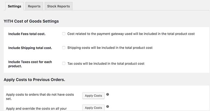 Yith Cost of Goods