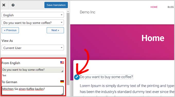 Translate website