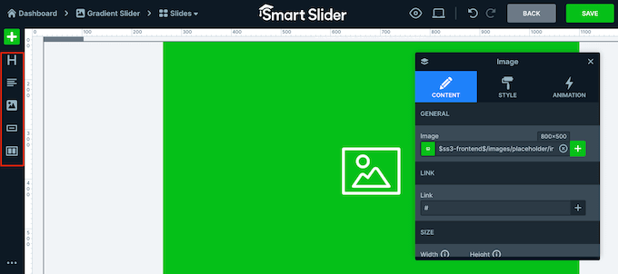 Editing slides in the WordPress editor