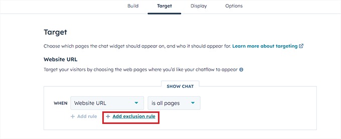 Configure target settings