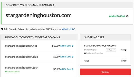 Complete domain registration