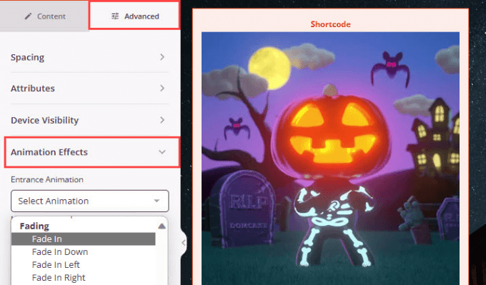 Animation effects